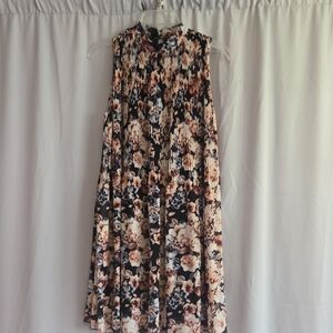 Xhilaration Sleeveless Floral Midi Dress - Black and Cream